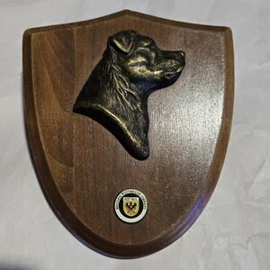 Vintage Bronze Rottweiler Dog Head Award Plaque